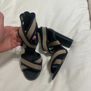 Tory Burch Gabrielle Royal Tan Leather Block Heel